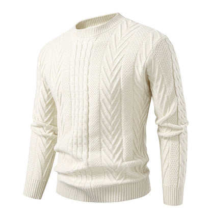Pull en grosse maille torsadée à col rond pour homme