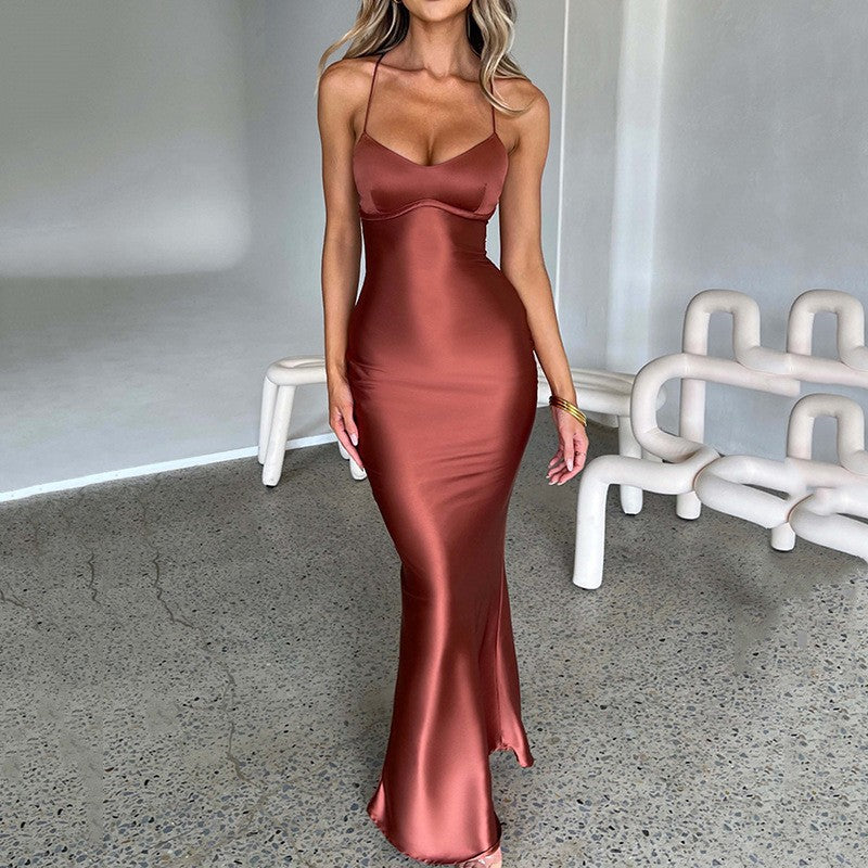 Robe longue élégante pour femmes, coupe ajustée