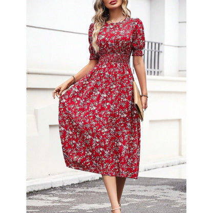 Robe d'été motif floral taille empire pour femme