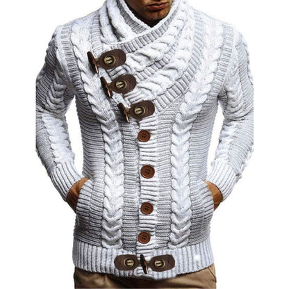 Gilet en grosse maille pour hommes, boutons modernes