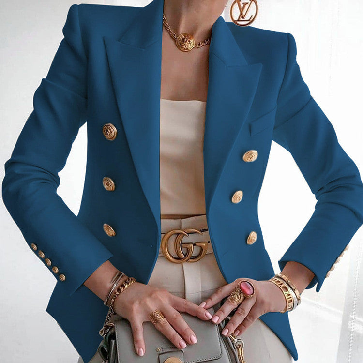 Blazer femme élégant boutons dorés look business