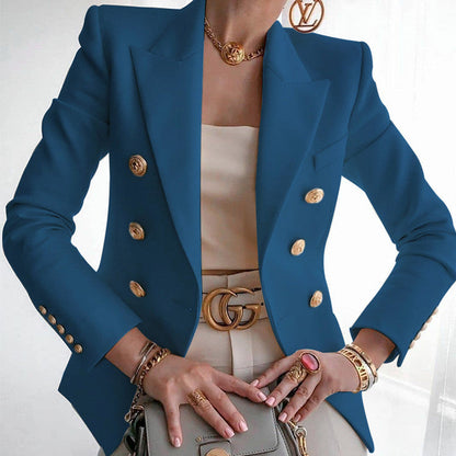 Blazer femme élégant boutons dorés look business