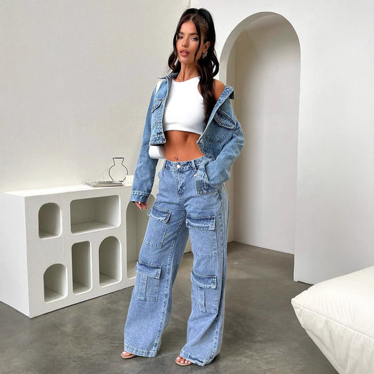 Damen Cargo-Jeans Modern Style Viel Taschen - IdealeKleiden