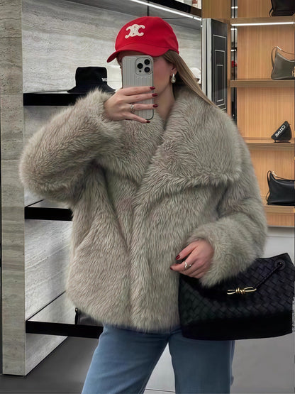 Manteau femme en fausse fourrure