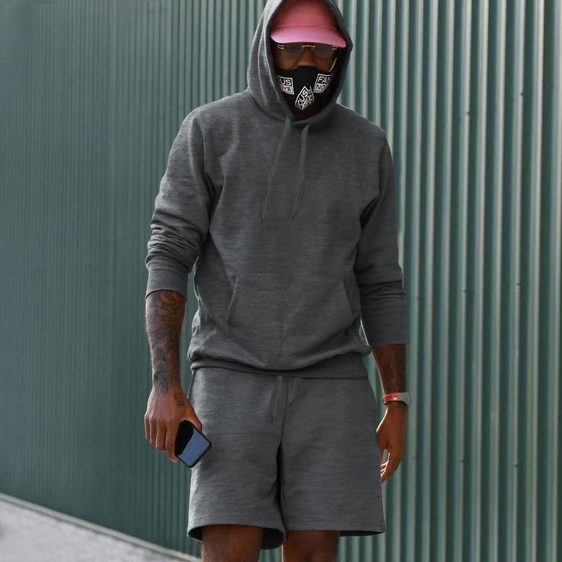 Ensemble de sport pour hommes, sweat à capuche, short, confortable