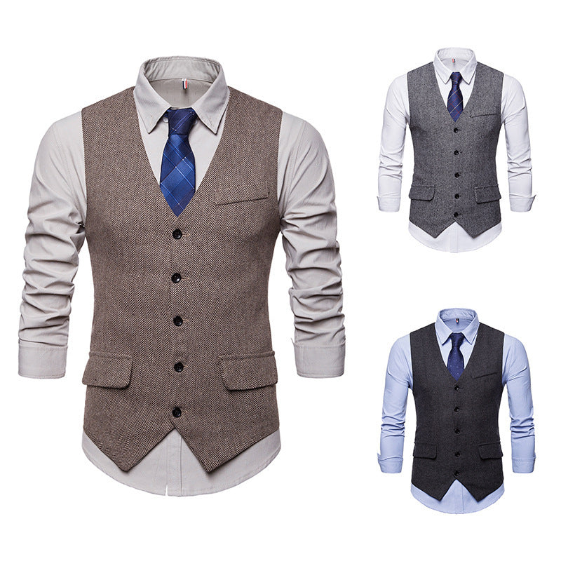 Herren Weste Klassisch Herringbone Design Praktisch - IdealeKleiden