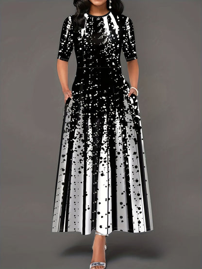Robe longue d'été pour femme, motif éclaboussures de couleur