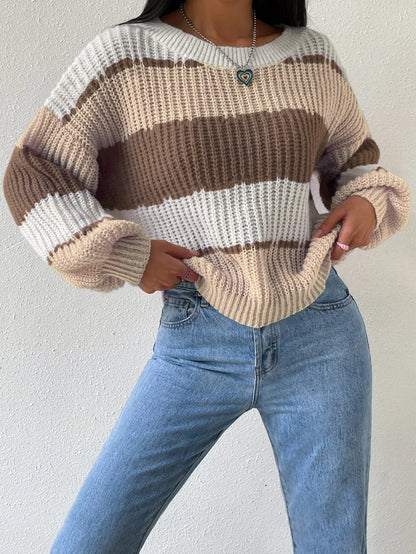 Grand pull en tricot grande taille à manches longues
