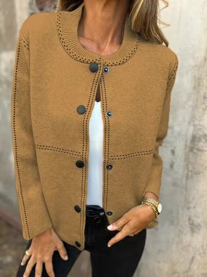Cardigan doux Coupe décontractée Col rond