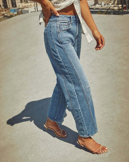 Jean femme taille haute élégante coupe slim