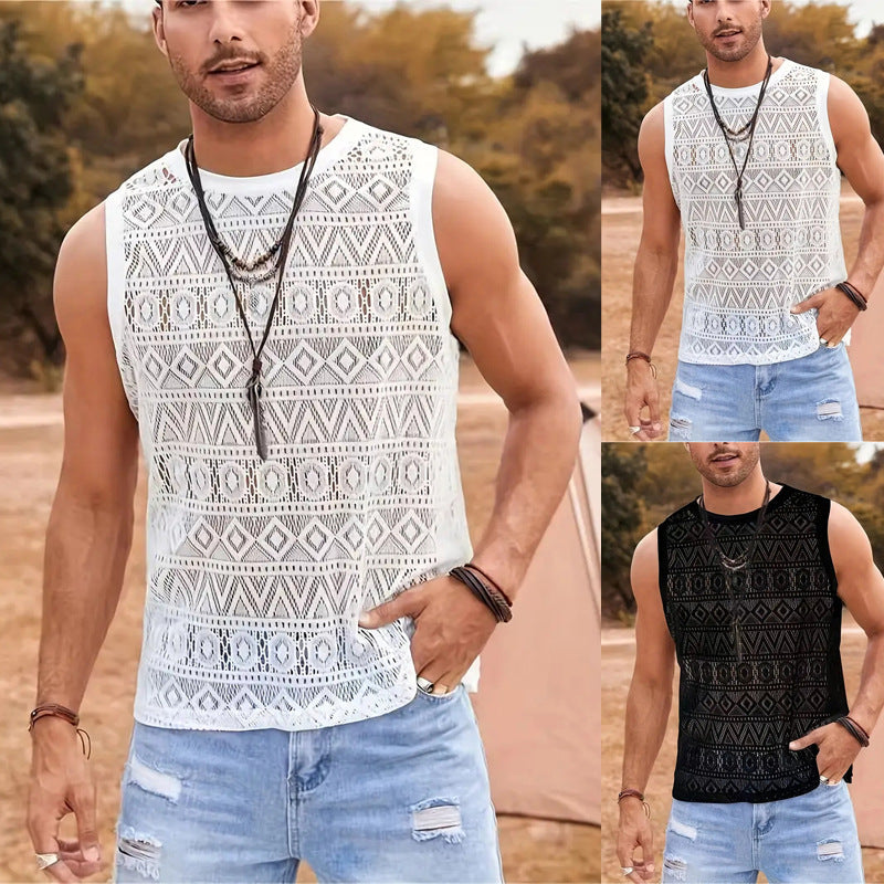 Herren Tanktop Sommerleicht Strukturiertes Design - IdealeKleiden