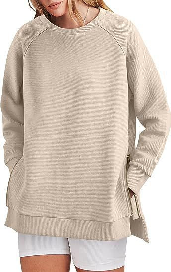 Sweat-shirt pour femme confortable avec poches et fermeture éclair