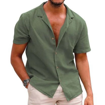 Chemise en lin homme été manches courtes légère