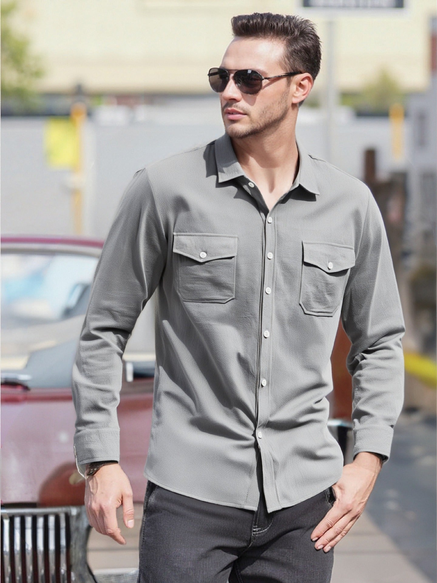 Chemise Homme Manches Longues Coupe Moderne Décontractée
