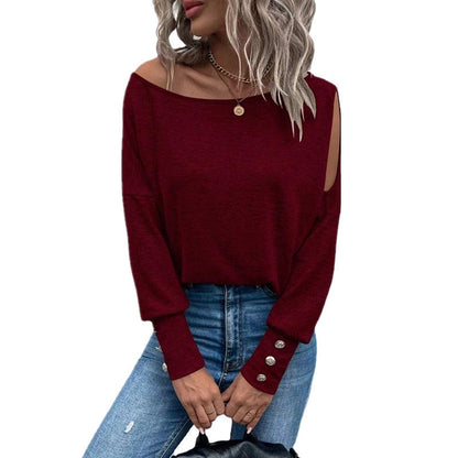 Top femme épaules dénudées à boutons Design élégant