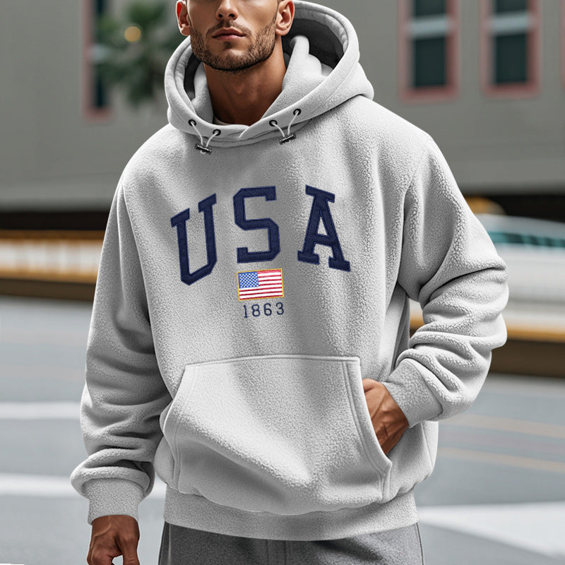 Sweat à capuche polaire homme design américain douillet et chaud