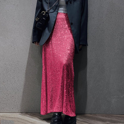 Robe longue pour femme scintillante élégante taille haute