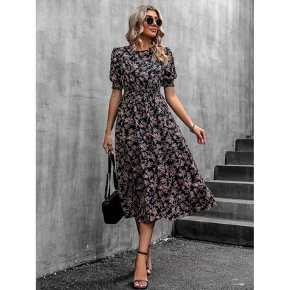Robe d'été motif floral taille empire pour femme