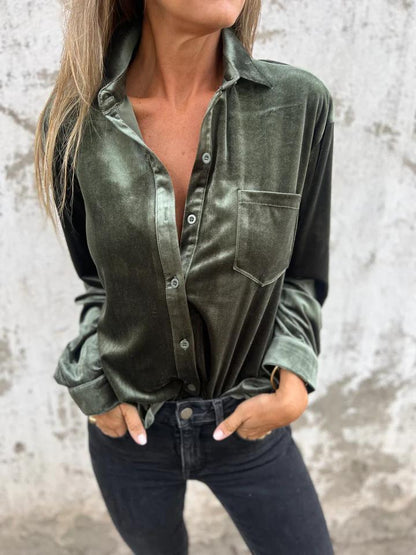 Chemisier élégant en satin style classique pour femmes
