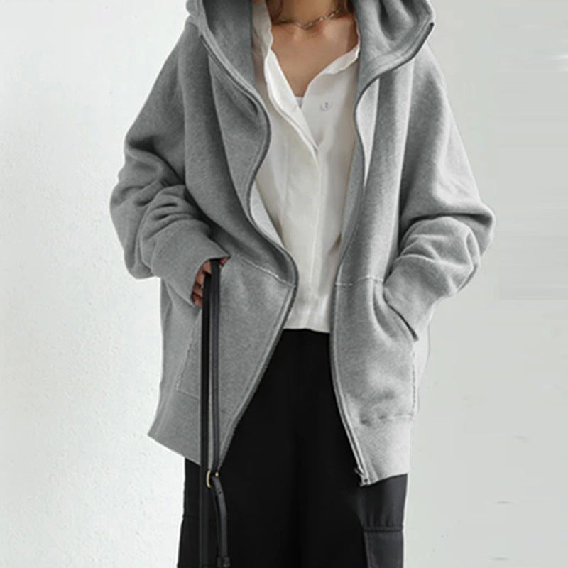 Veste d'hiver confortable capuche fermeture éclair