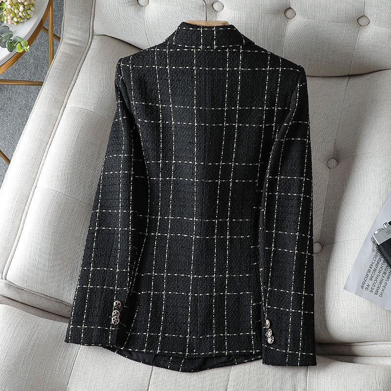 Frauen Blazer Elegant Taillierte Passform Tweed - IdealeKleiden