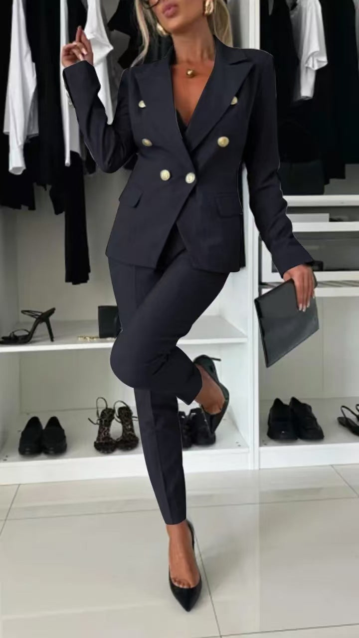 Blazer tendance coupe slim croisé costume de bureau