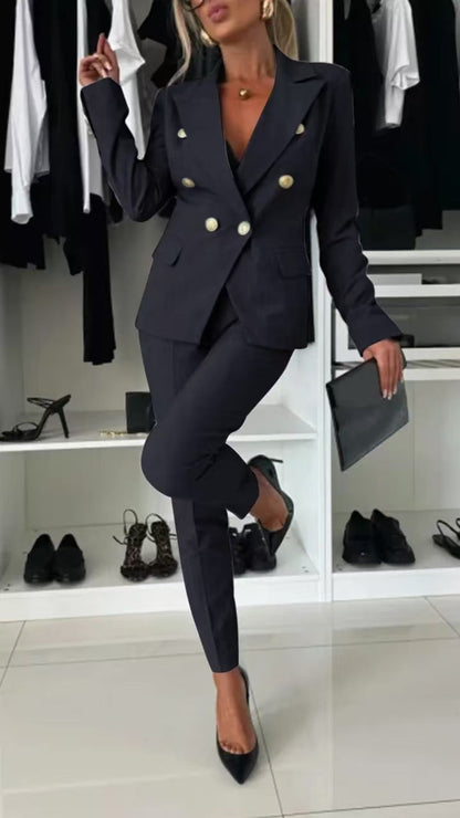 Blazer tendance coupe slim croisé costume de bureau
