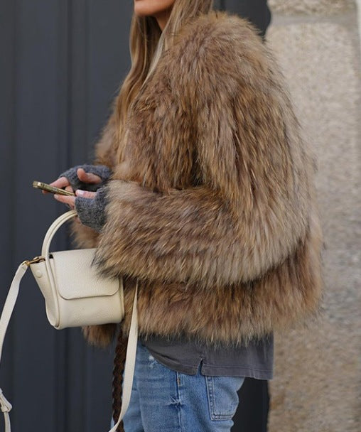 Veste en fausse fourrure femme élégante douillette d'hiver