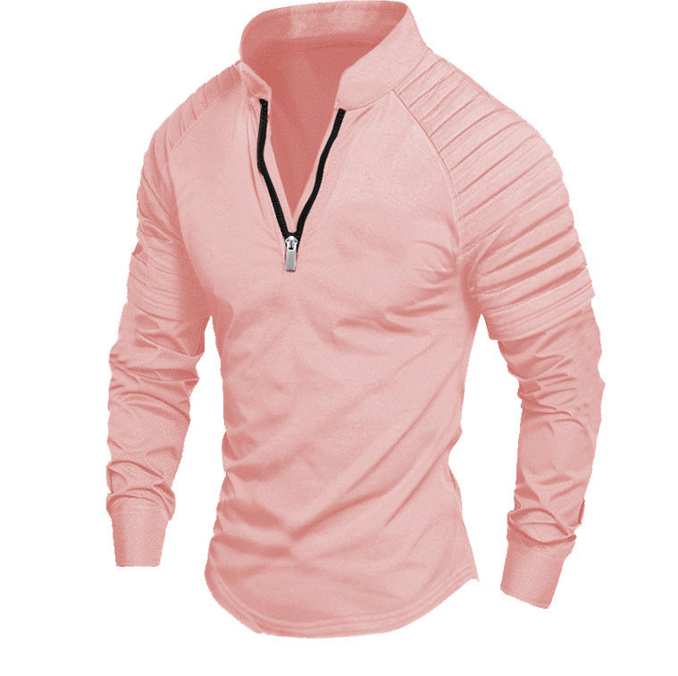 T-shirt à manches longues pour hommes, sportif, fonctionnel, avec fermeture éclair