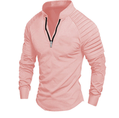 T-shirt à manches longues pour hommes, sportif, fonctionnel, avec fermeture éclair