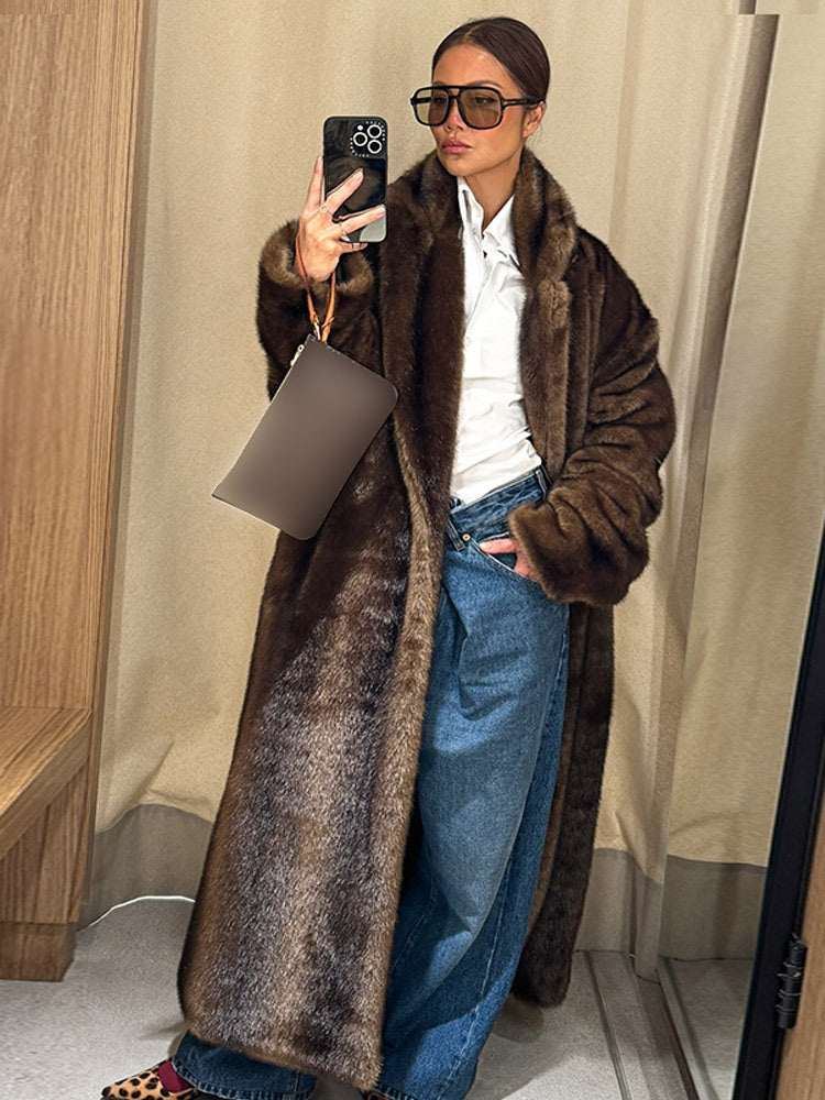 Manteau en fausse fourrure pour femme Coupe élégante Design de luxe