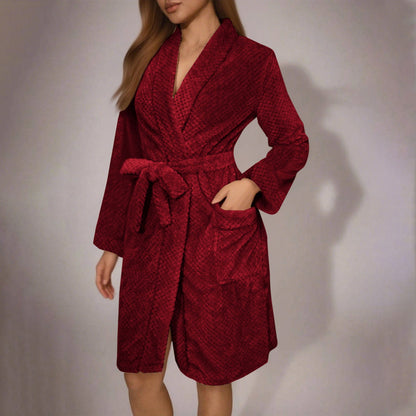 Peignoir doux pour femme avec ceinture et poches