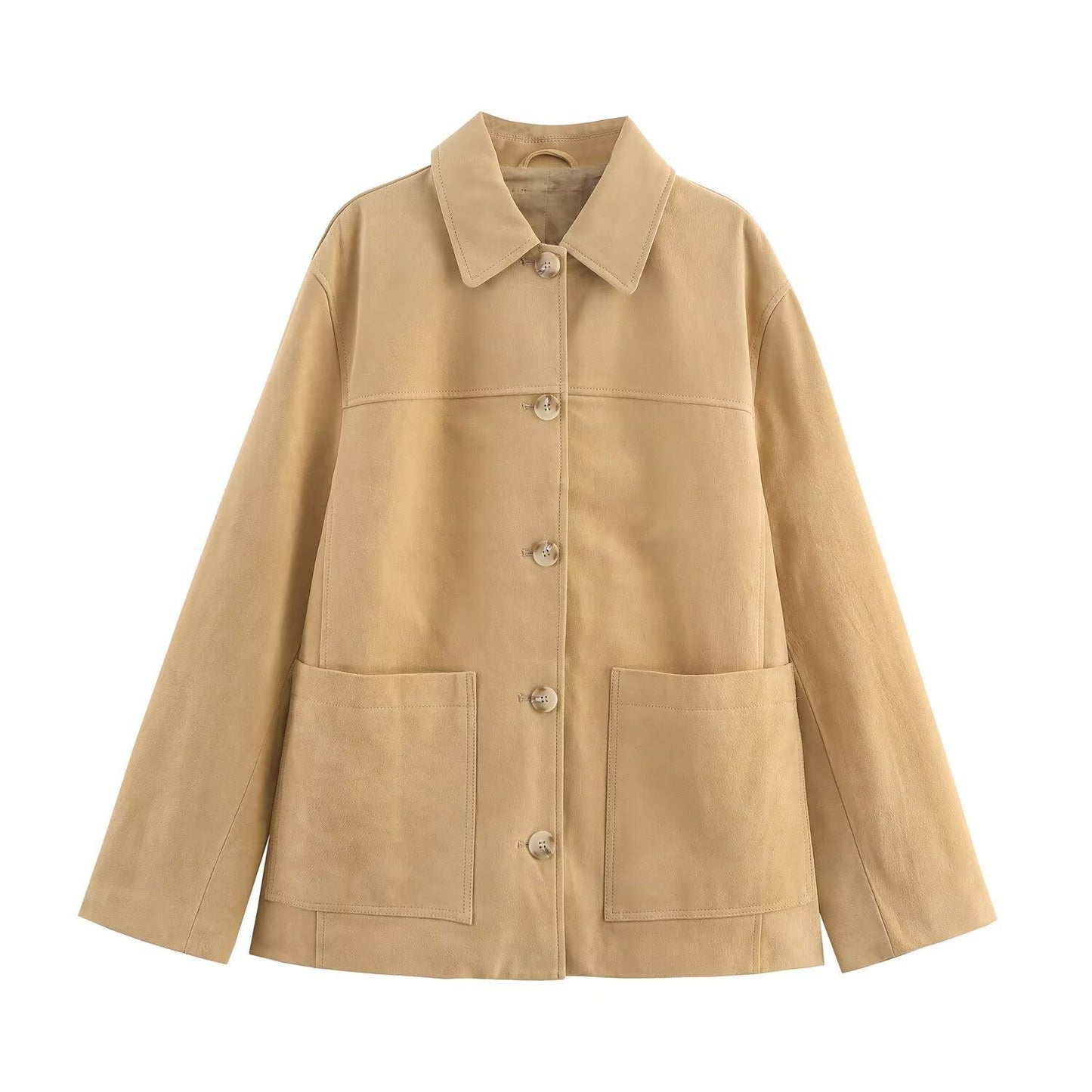 Blouson en cuir pour femme décontracté chic avec poches