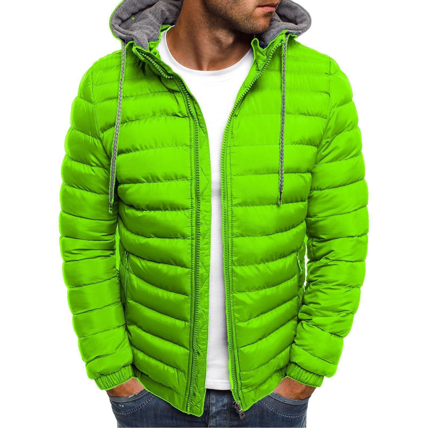 Veste matelassée coupe-vent à capuche pour homme