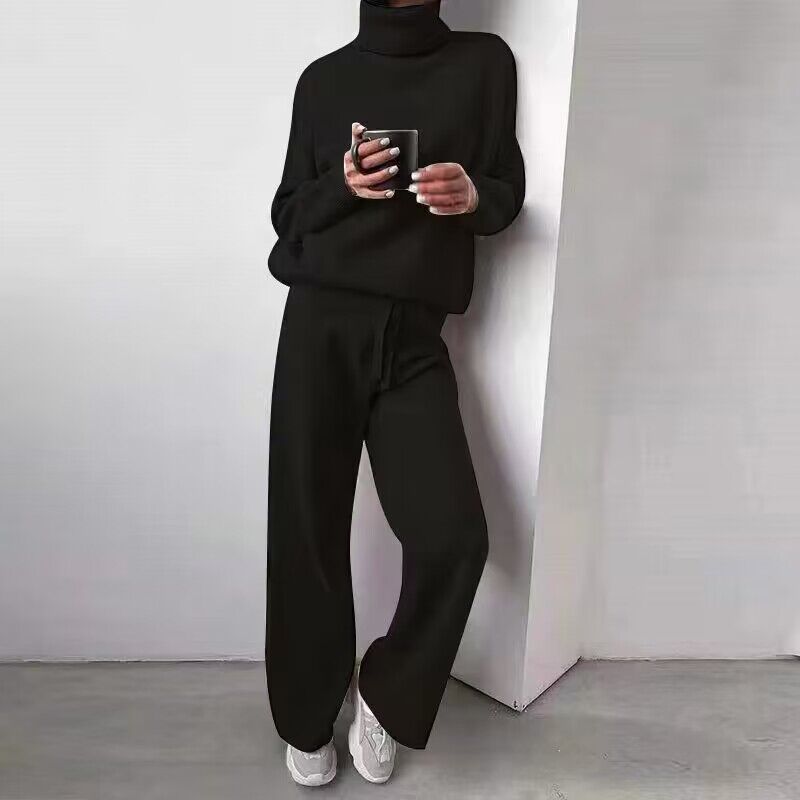 Ensemble tricoté femme Pantalon large Col rond élégant