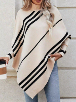 Poncho à rayures design moderne pour femme