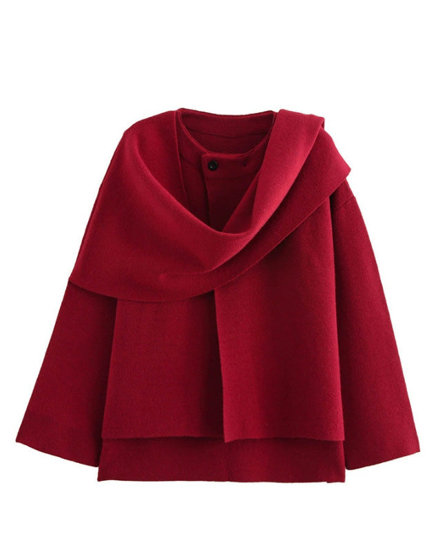 Veste stylée pour femme avec écharpe asymétrique