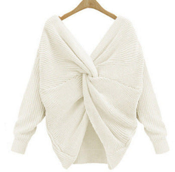 Pull en maille élégant col V femme