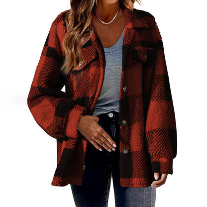 Manteau à carreaux élégant pour femme Hiver