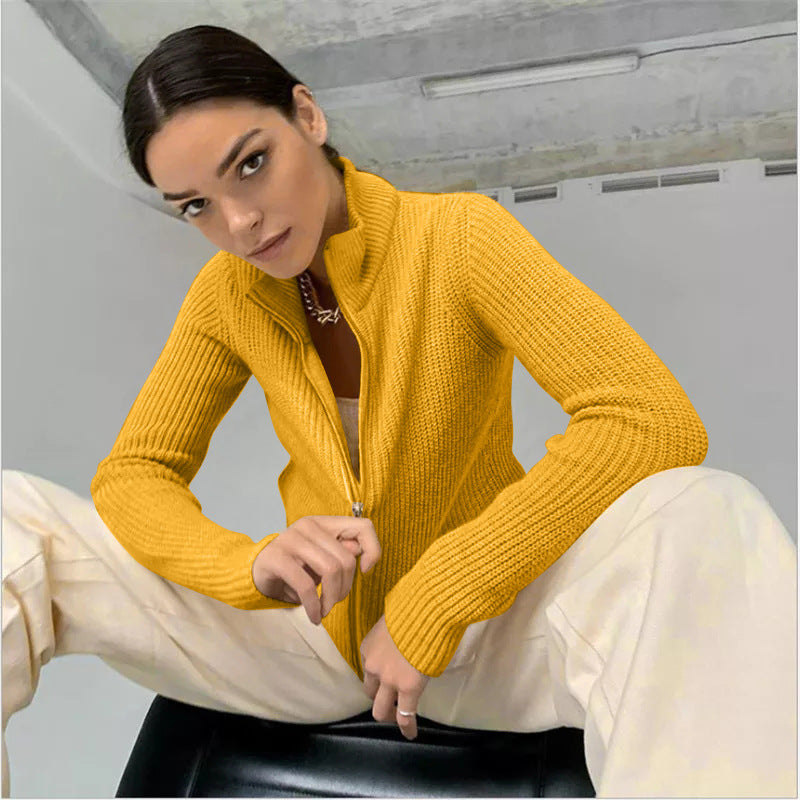 Cardigan pour femmes Col montant Moderne Fermeture rapide