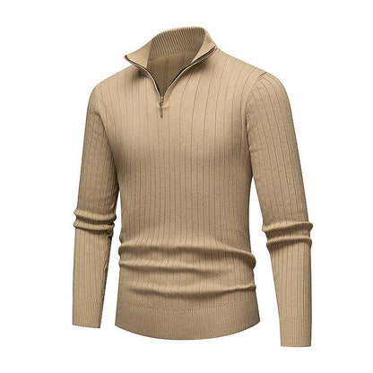 Pull tricoté homme col montant moderne fermeture éclair qualité