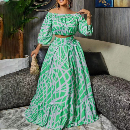 Robe longue femme manches tombantes jupe ample robe d'été