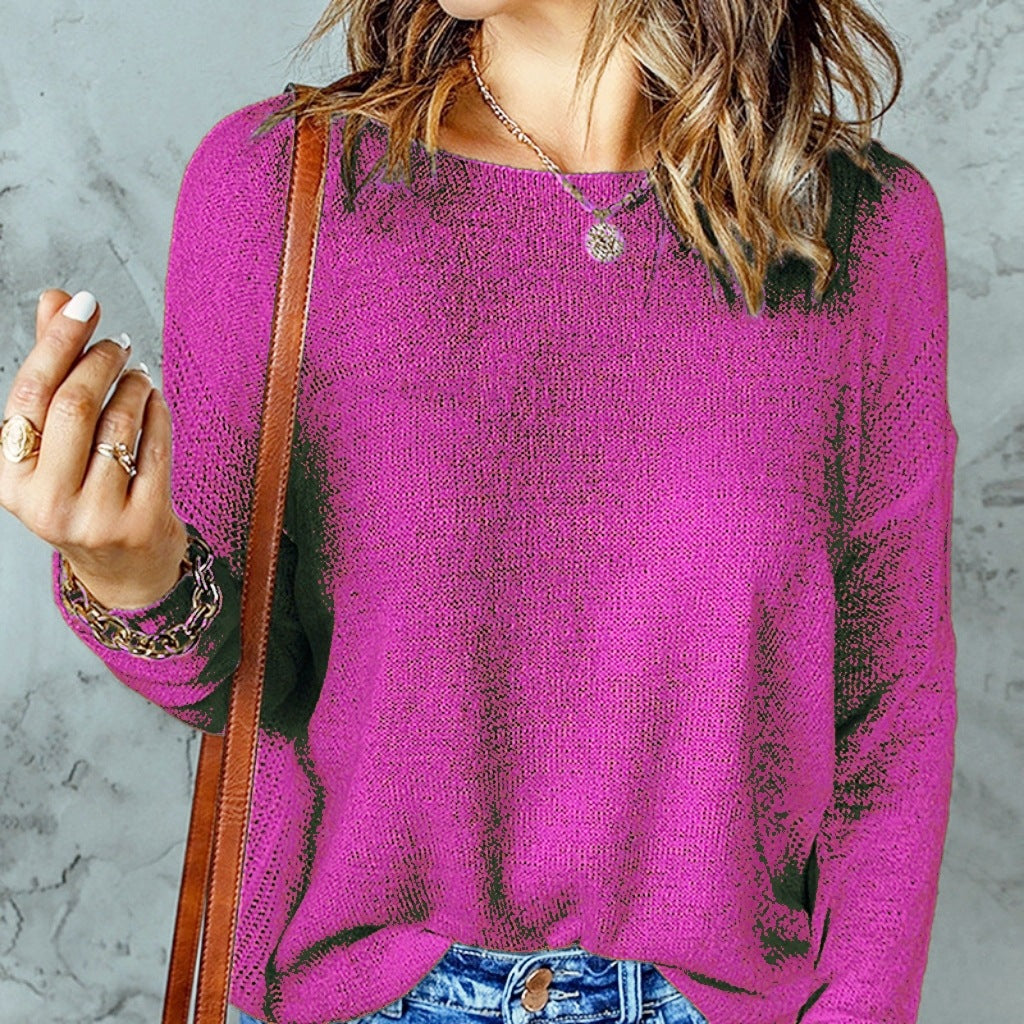 Pull femme grosse maille coupe ample col V