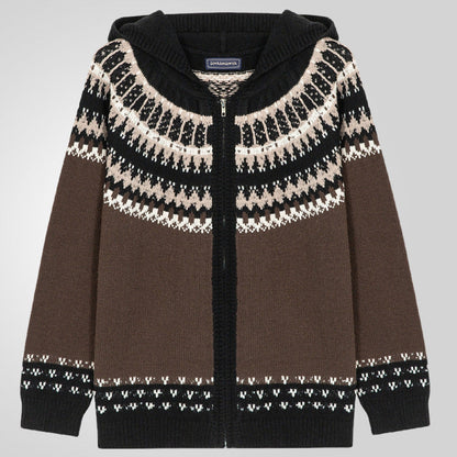 Herren Strickjacke Norweger Muster Kapuze Warm - IdealeKleiden