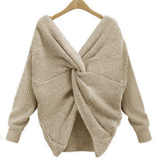Pull en maille élégant col V femme