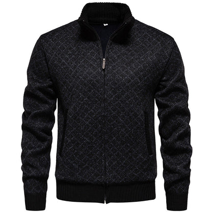 Gilet en maille pour homme, motif carreaux moderne, fermeture éclair