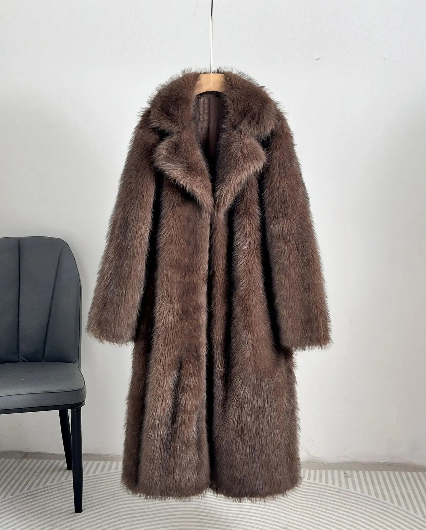 Manteau en fausse fourrure pour femme Design élégant Généreux