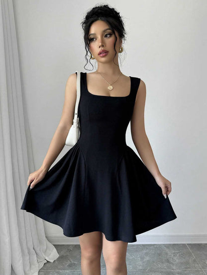 Robe trapèze femme élégante col en V fluide