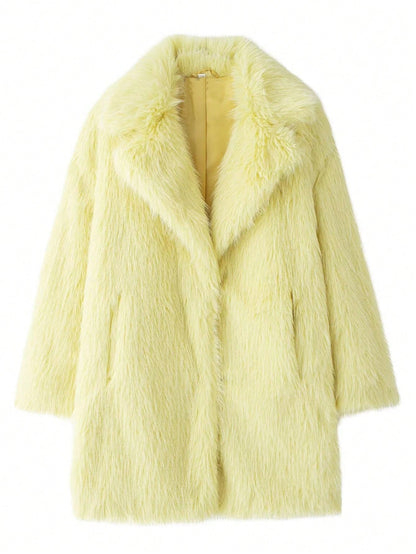 Veste en fausse fourrure pour femme, douce, design de luxe