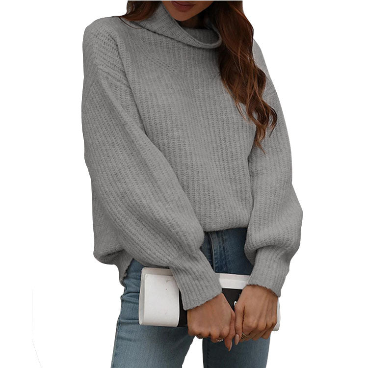 Pull Femme Ample Col Roulé Tendance Oversize